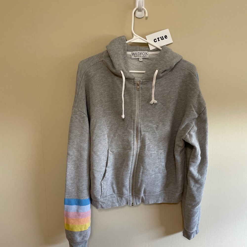 Wildfox Rainbow Brite Zip Hoodie Grey small